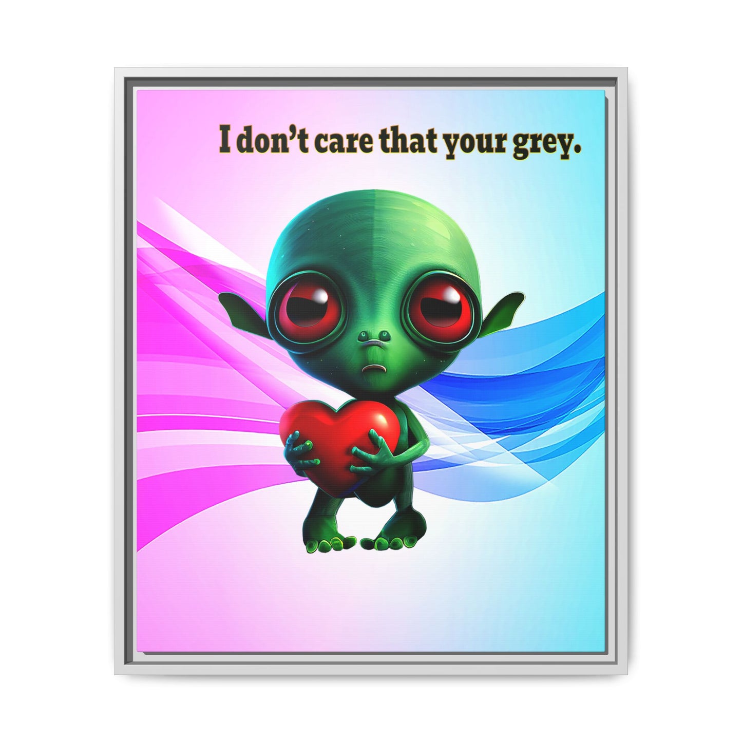 I don't care that your grey - framed canvas art (light blue-pink wave)
