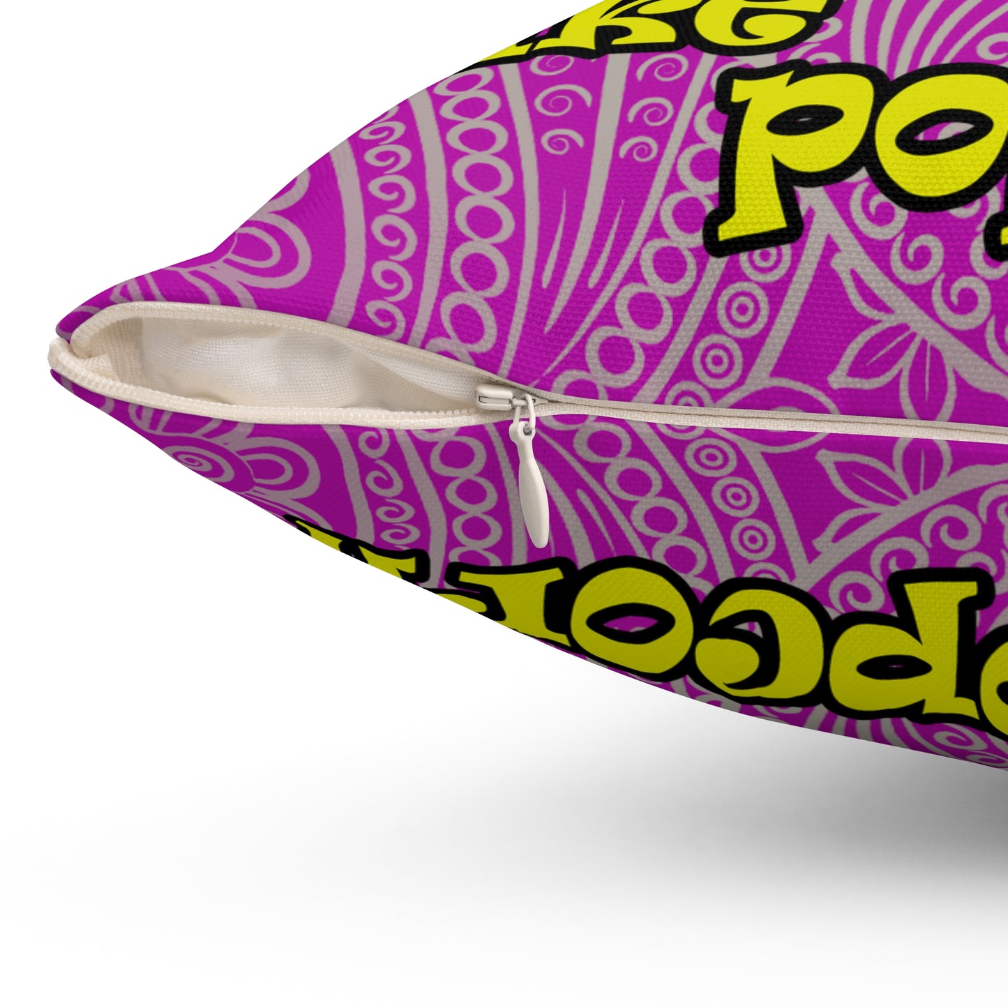 popping like popcorn - Spun Polyester Square Pillow - (pink swirl)