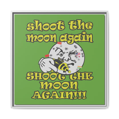 shoot the moon again - framed canvas art (green)