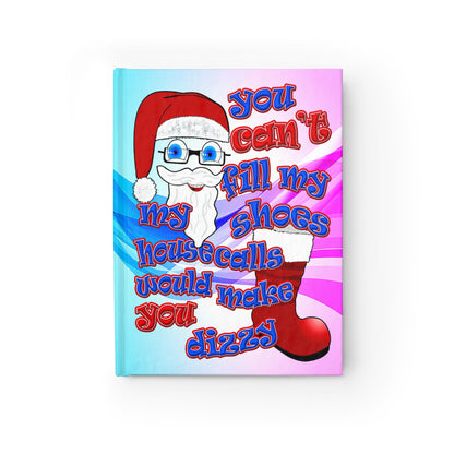 santa's shoes - journal-lined (light blue-pink wave)