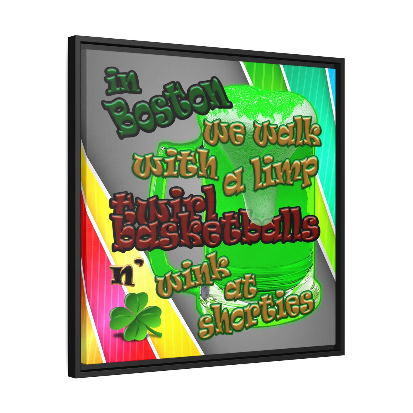 celtics logo - framed canvas art (rainbow split)