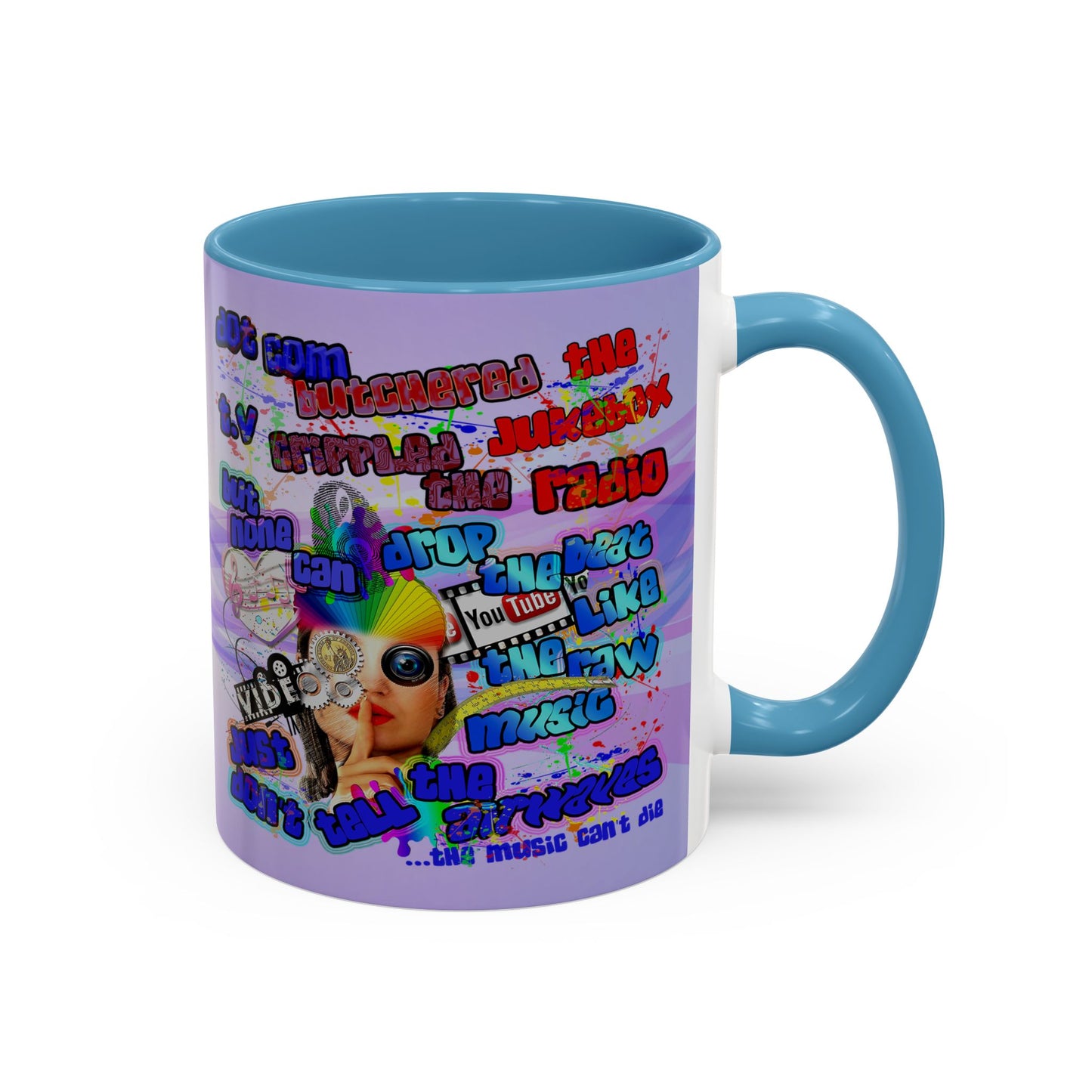 drop the beat - Accent Mug (light blue-pink wave)