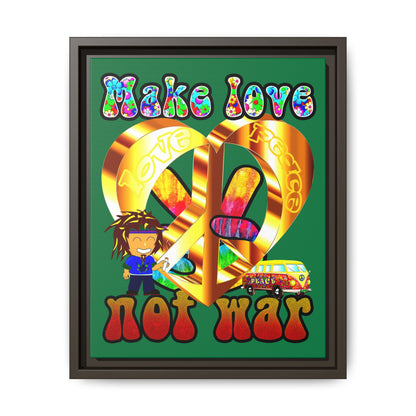 love peace - framed canvas art (dark green)