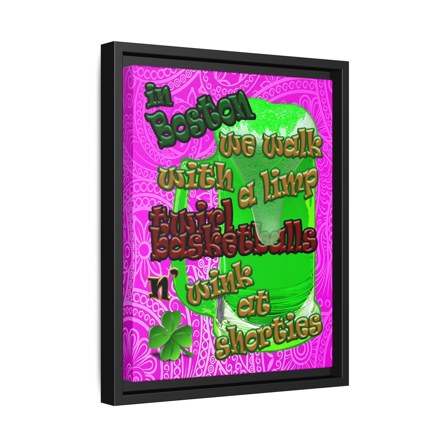 celtics logo - framed canvas art (pink swirl)