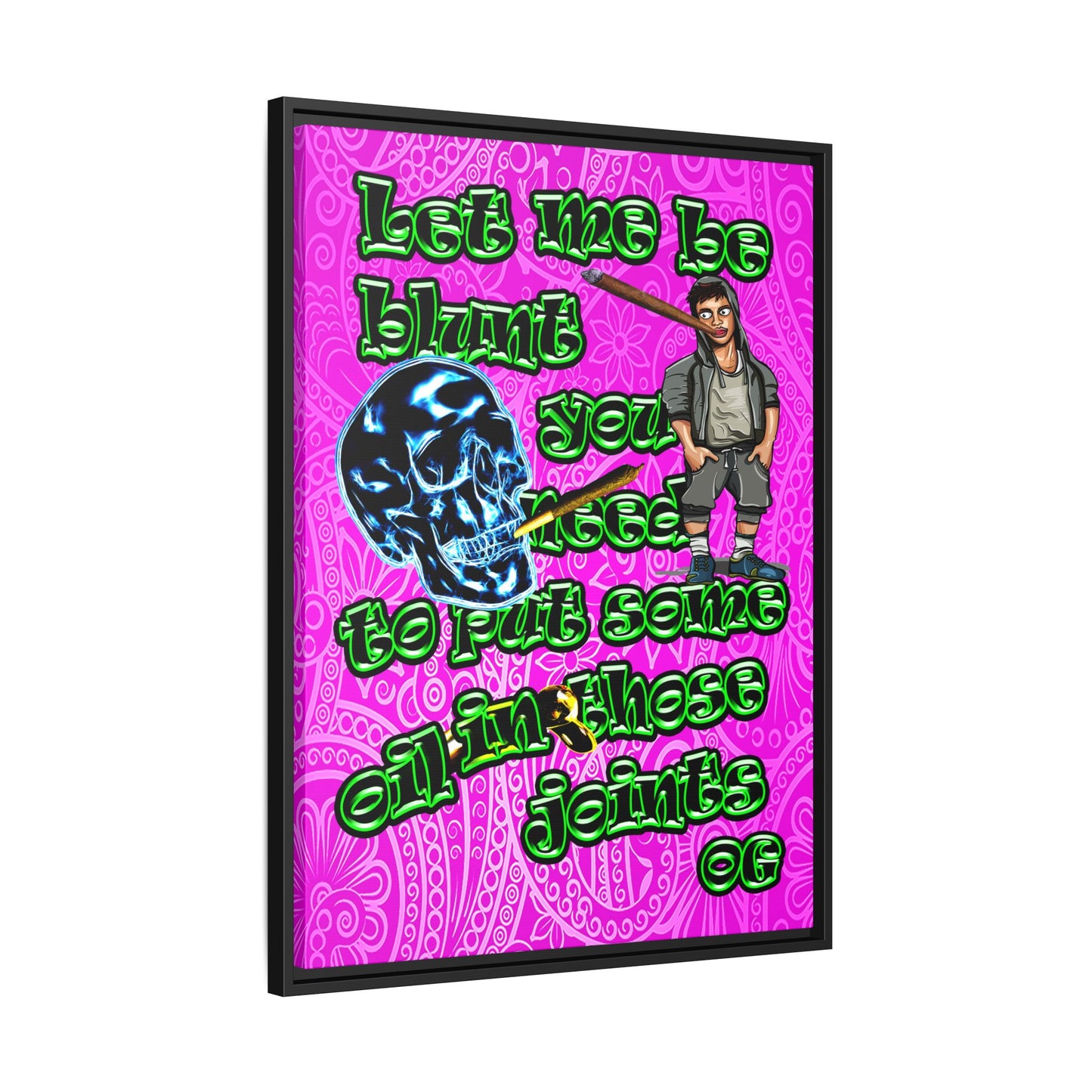 og - framed canvas art (pink swirl)