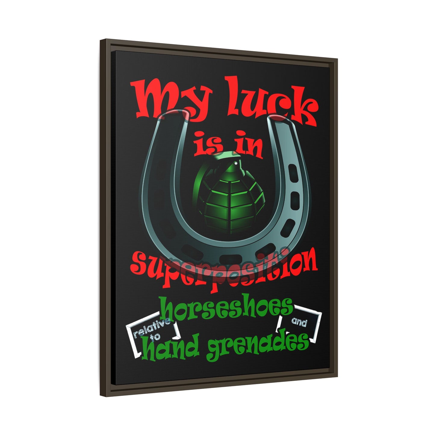 my luck - framed canvas art (black)