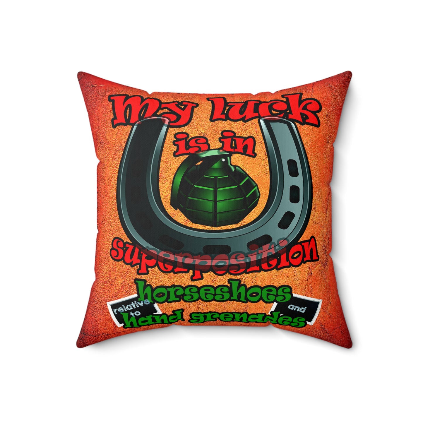 my luck - Faux Suede Square Pillow - (burnt orange)