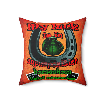 my luck - Faux Suede Square Pillow - (burnt orange)
