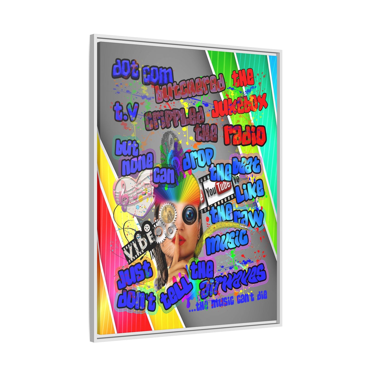 drop the beat - framed canvas art (rainbow split)