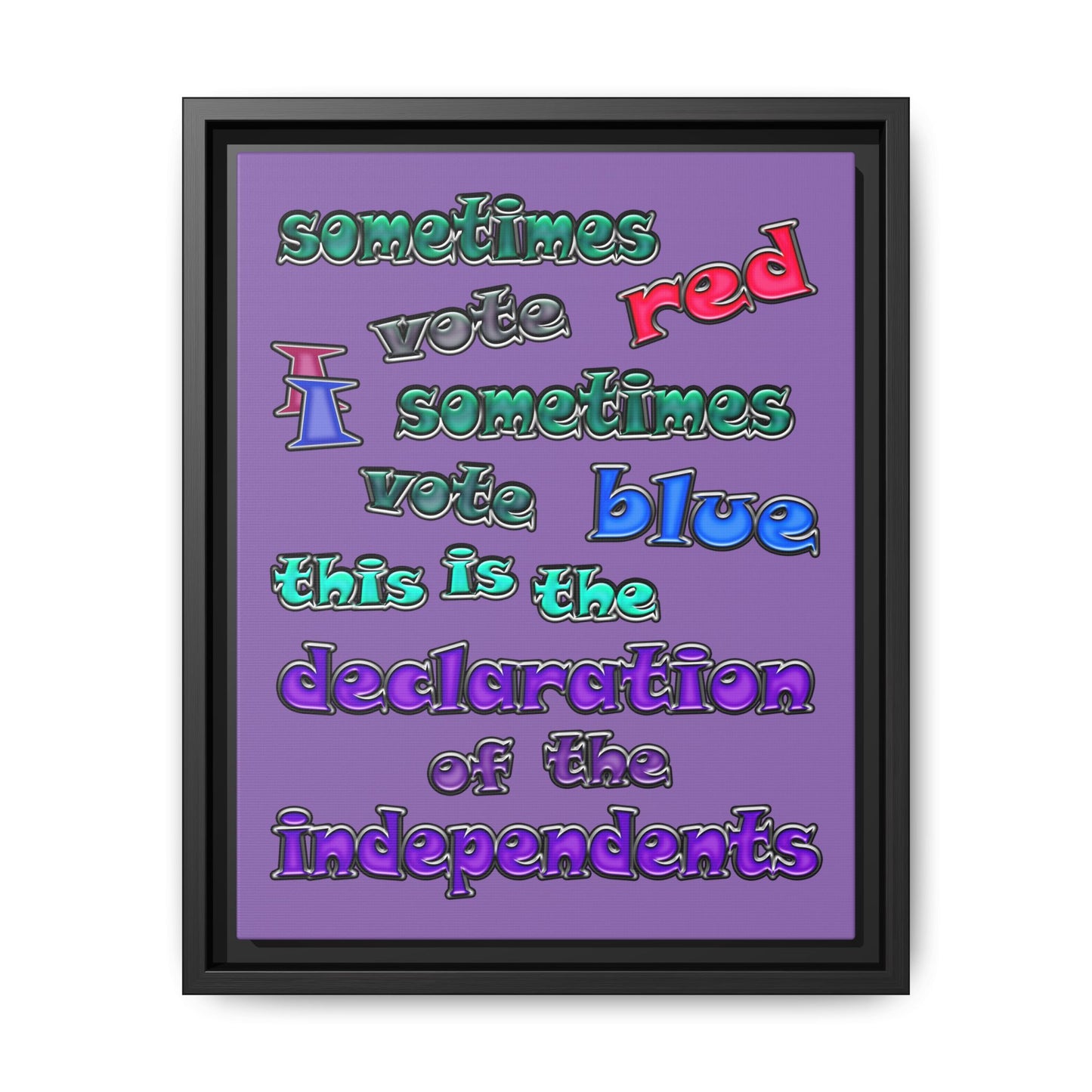 declaration of the independents - framed canvas art (light purple)