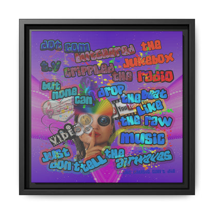 drop the beat - framed canvas art (purple-pink wave)