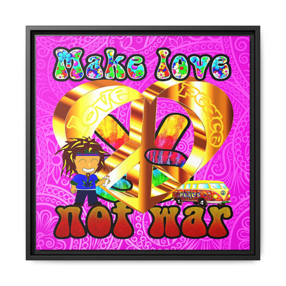 love peace - framed canvas art (pink swirl)