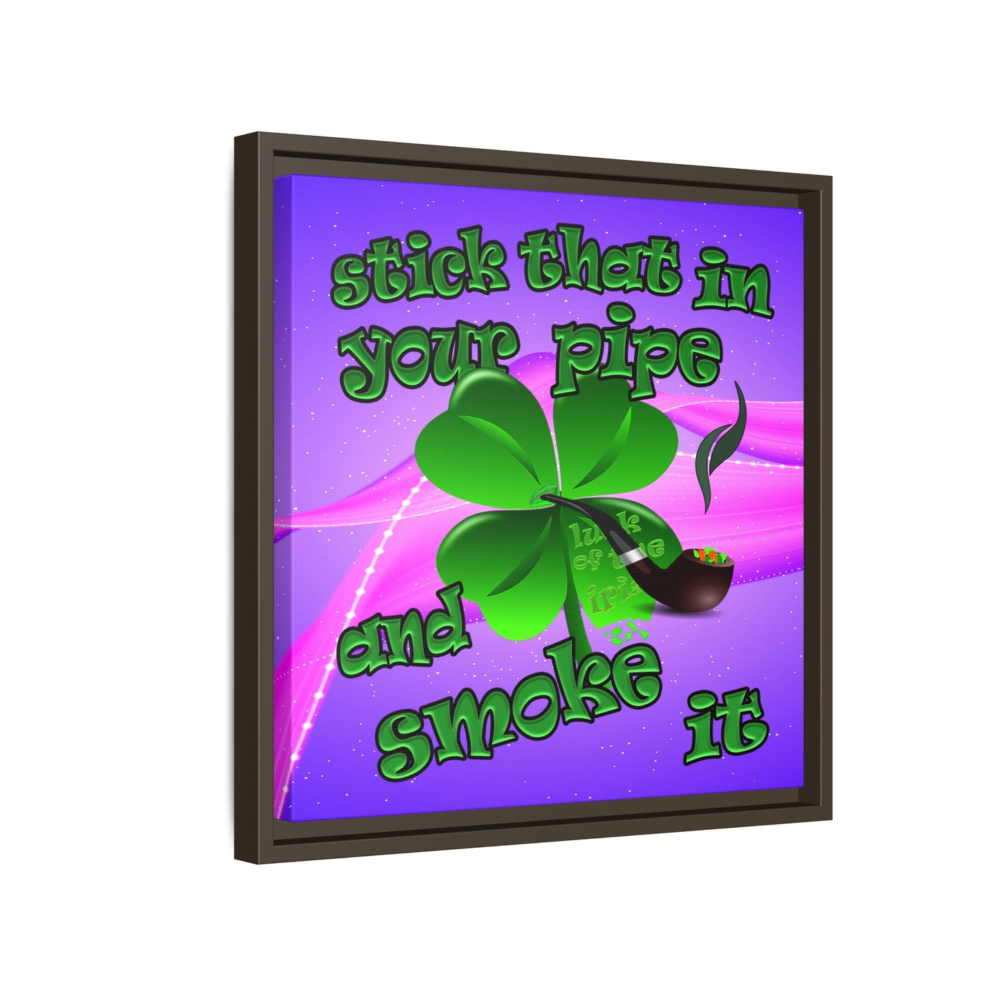 stick that in your pipe and smoke it - framed canvas art (purple-pink wave)