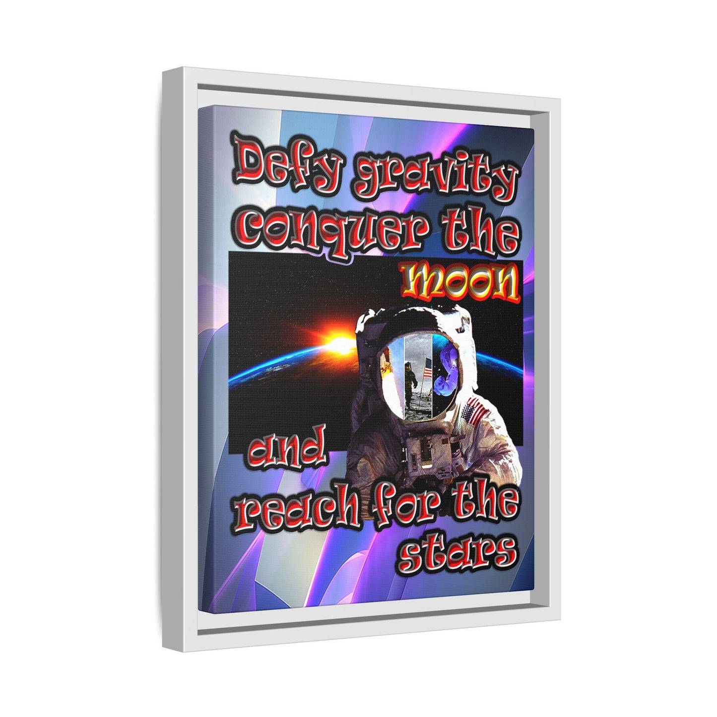 defy conquer reach - framed canvas art (grey-pink wave)