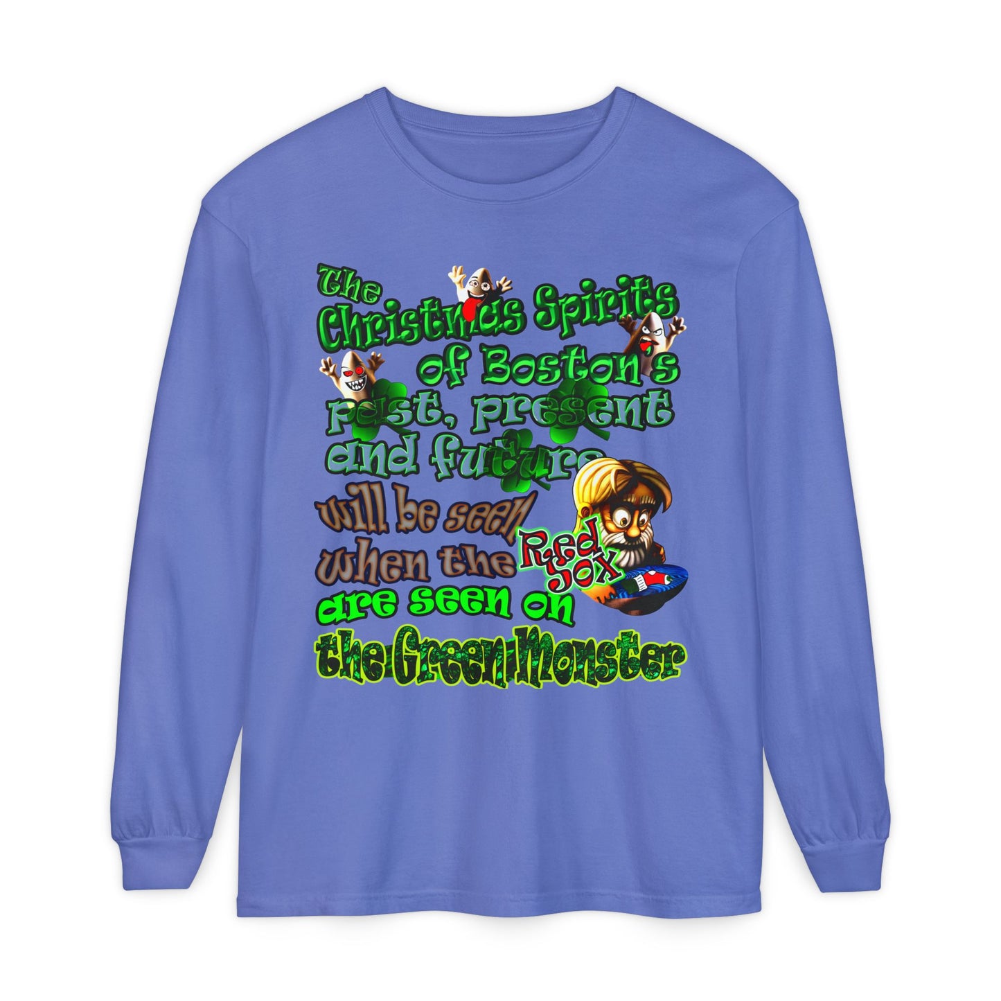 christmas spirits of boston - Unisex Garment-dyed Long Sleeve T-Shirt