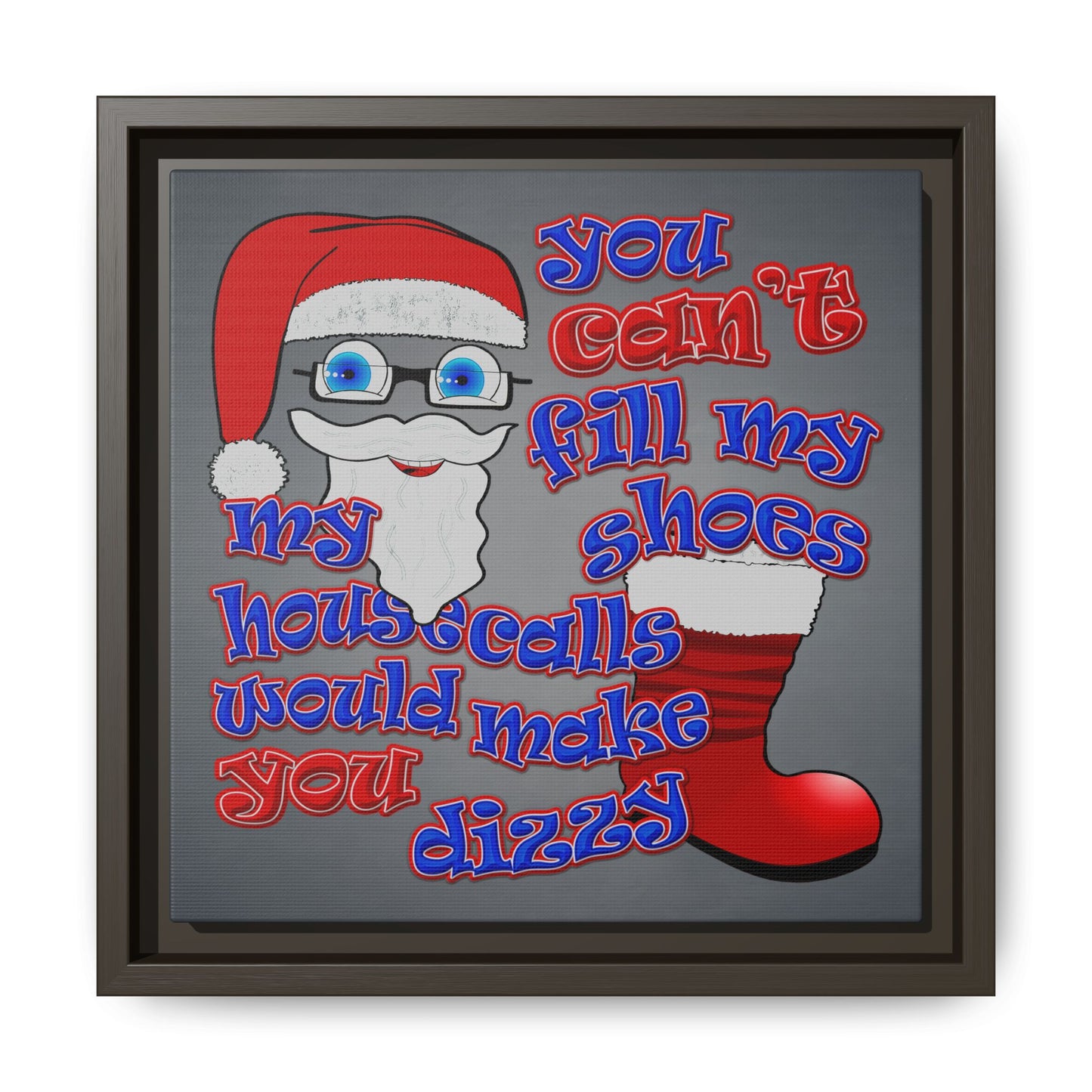 santa's shoes - framed canvas art (grey-light grey)