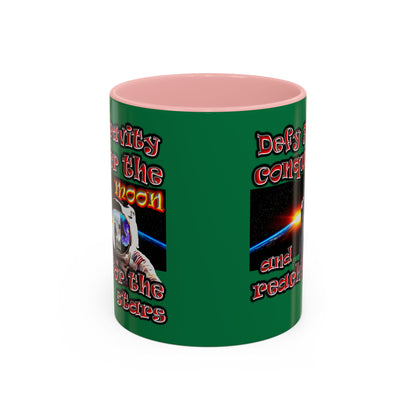 defy conquer reach - Accent Mug (dark green)