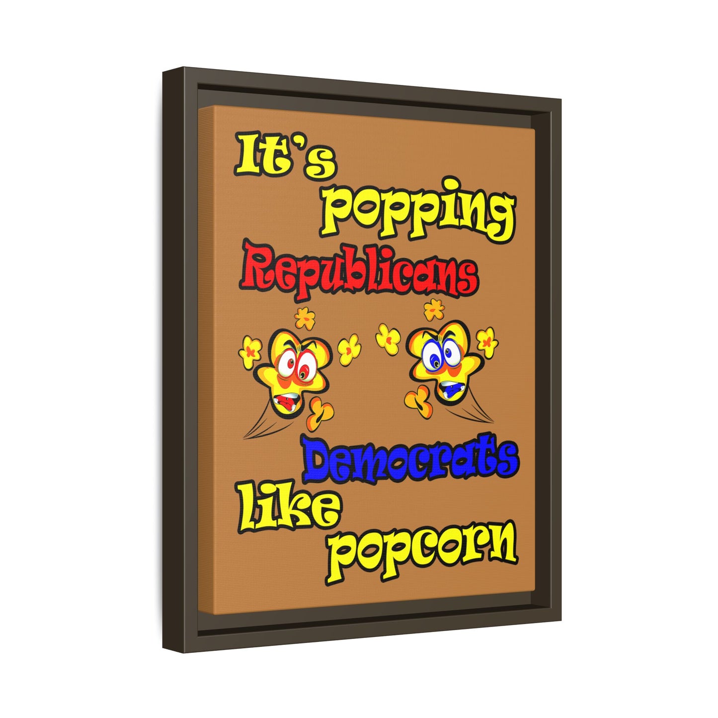 popping like popcorn - framed canvas art (light brown)