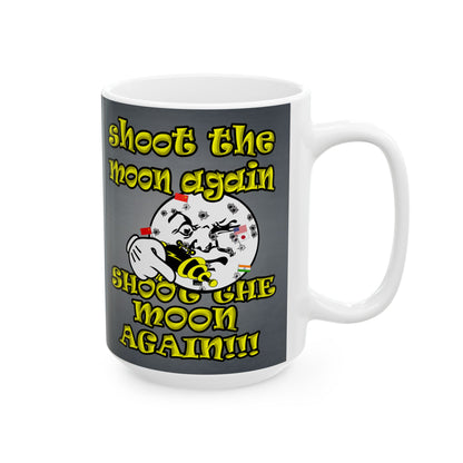 shoot the moon again - White Mug (grey-light grey)