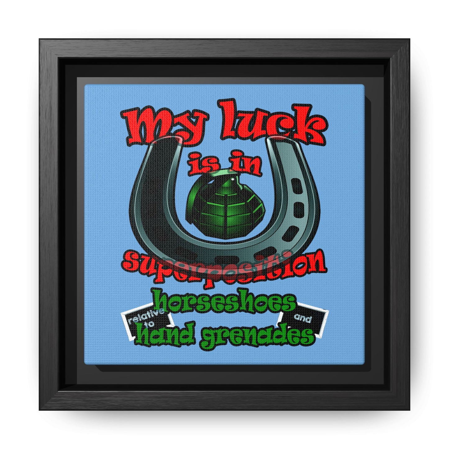 my luck - framed canvas art (light blue)