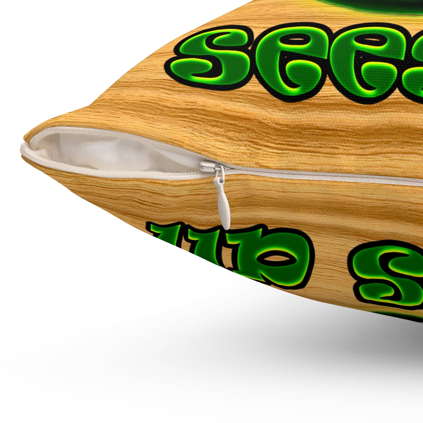 green monster - Spun Polyester Square Pillow - (butterscotch wood finish)