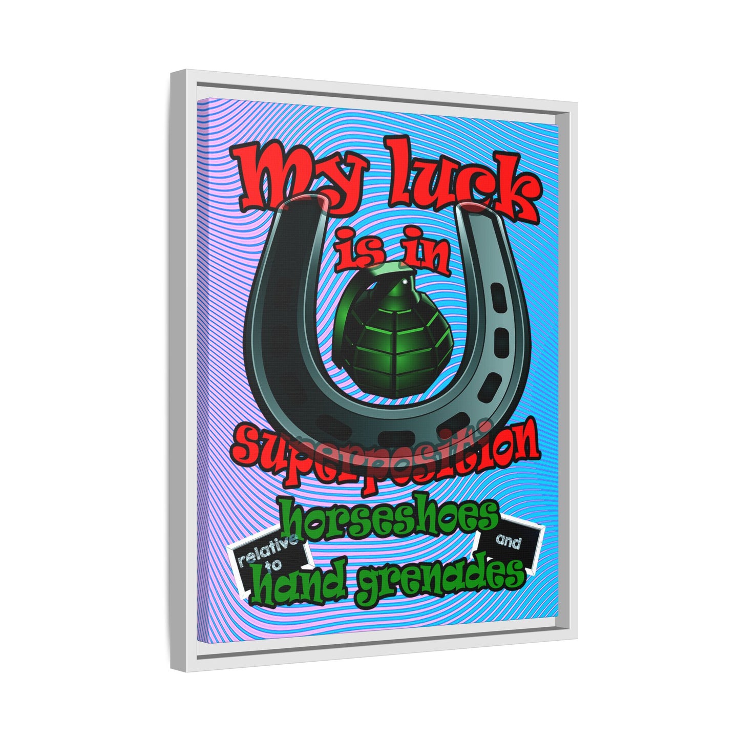 my luck - framed canvas art (light blue-purple wave)