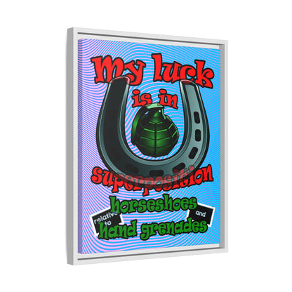 my luck - framed canvas art (light blue-purple wave)
