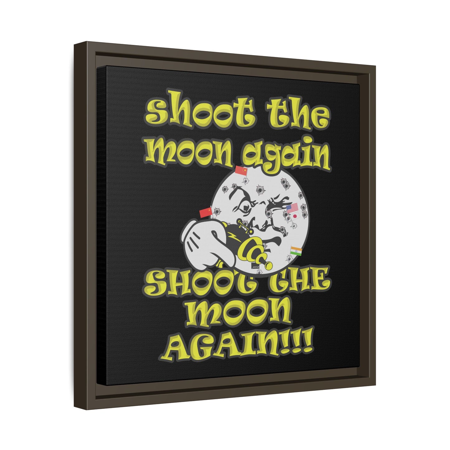 shoot the moon again - framed canvas art (black)