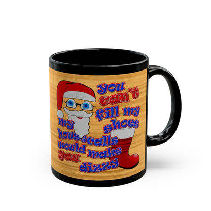 santa's shoes - Black Mug (butterscotch wood finish)