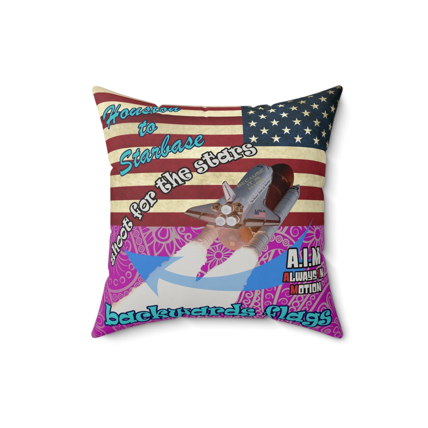 shoot for the stars - Faux Suede Square Pillow - (pink swirl)