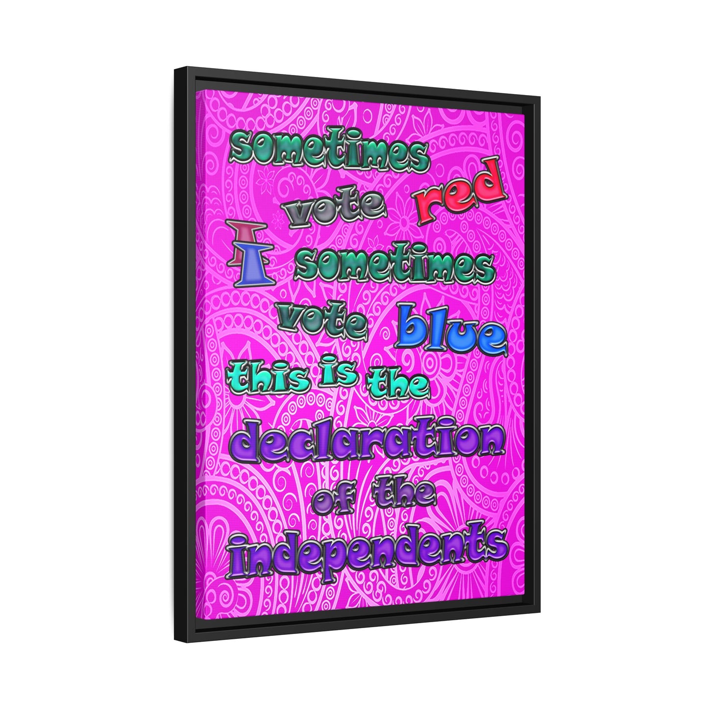 declaration of the independents - framed canvas art (pink swirl)