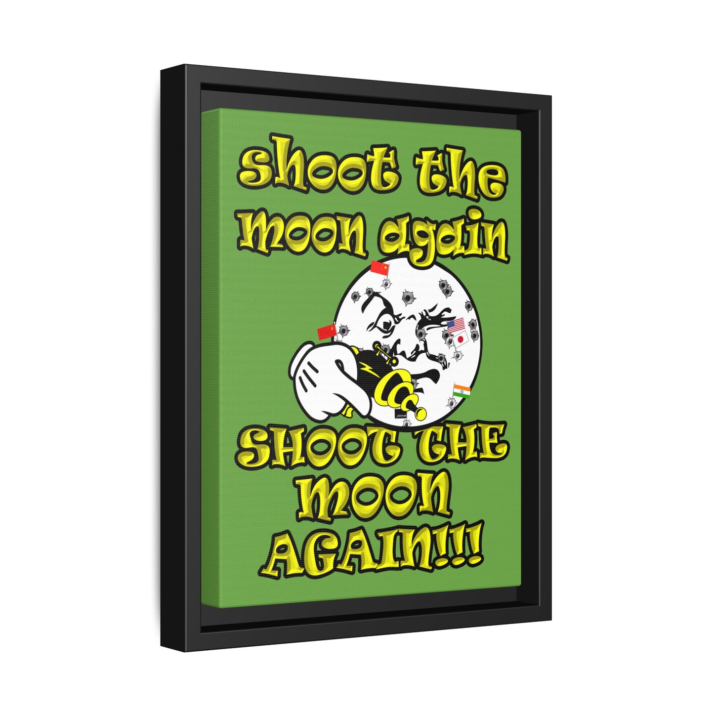 shoot the moon again - framed canvas art (green)