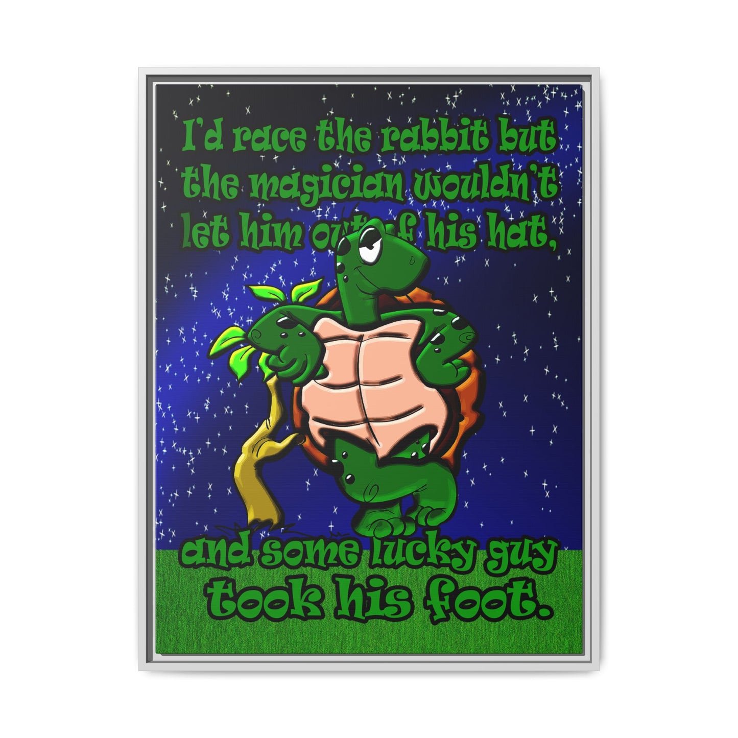 turtle race - framed canvas art ('snoops' background)