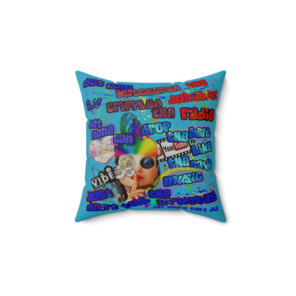 drop the beat - Faux Suede Square Pillow - (turquoise)
