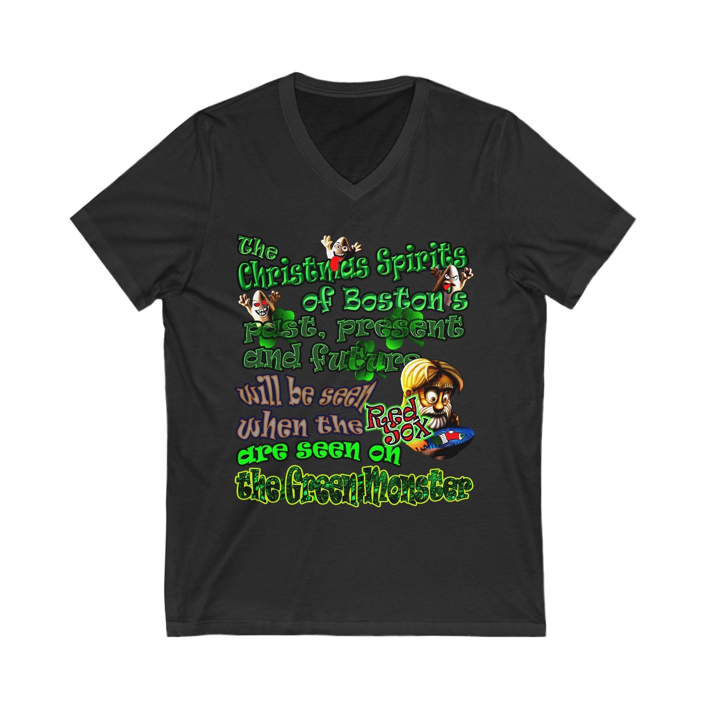 christmas spirits of boston - Unisex Jersey Short Sleeve V-Neck Tee