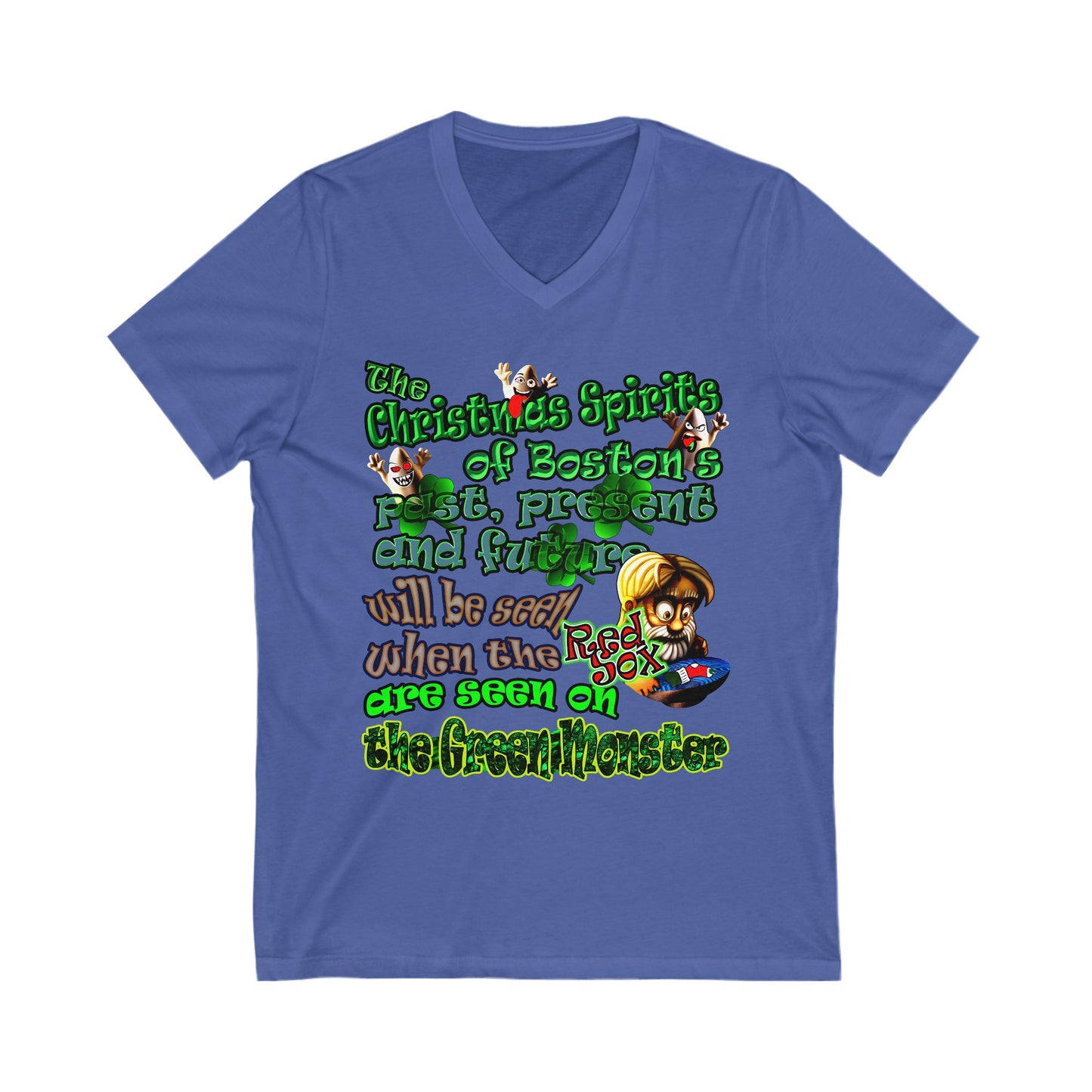 christmas spirits of boston - Unisex Jersey Short Sleeve V-Neck Tee