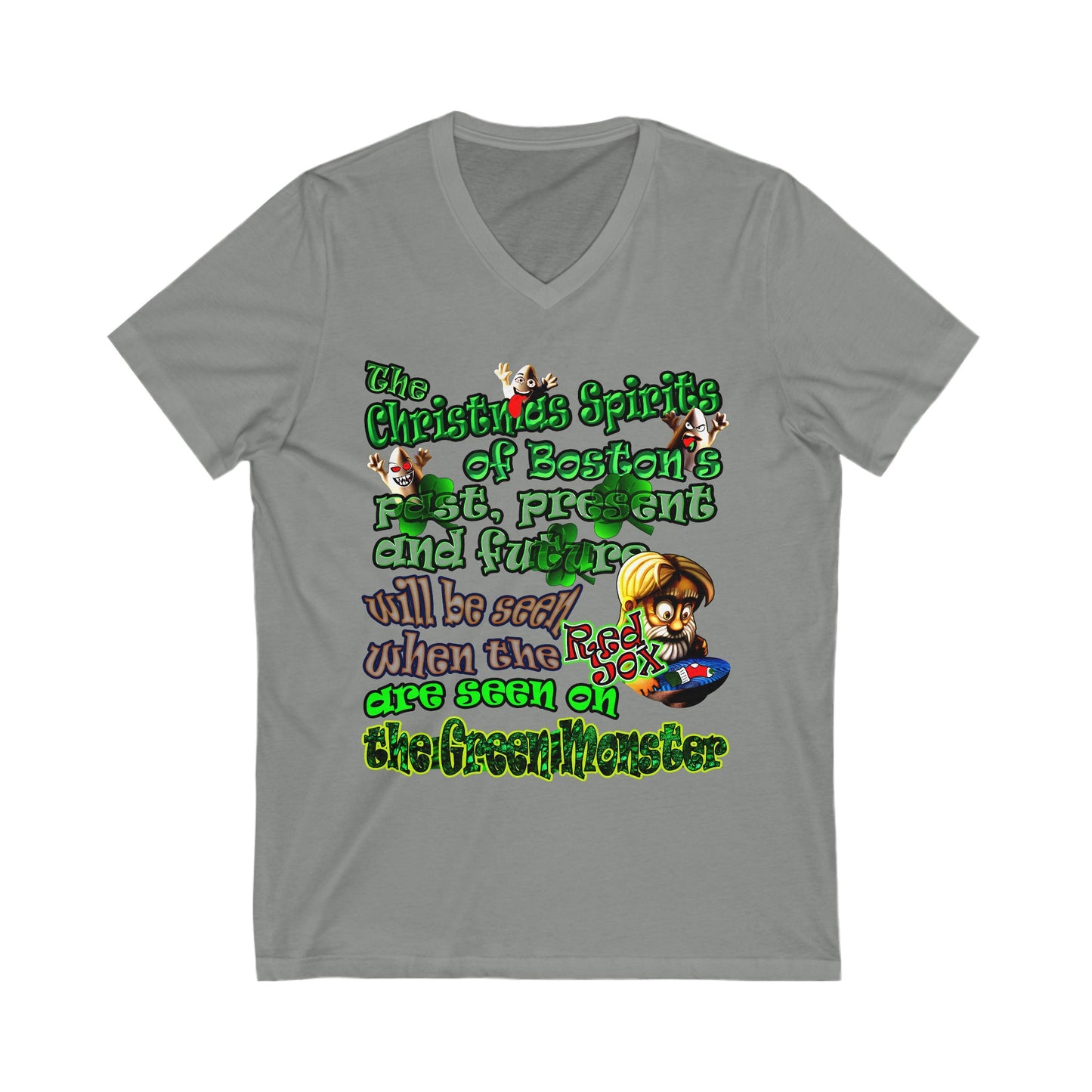 christmas spirits of boston - Unisex Jersey Short Sleeve V-Neck Tee