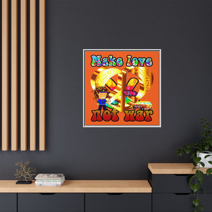 love peace - framed canvas art (orange)