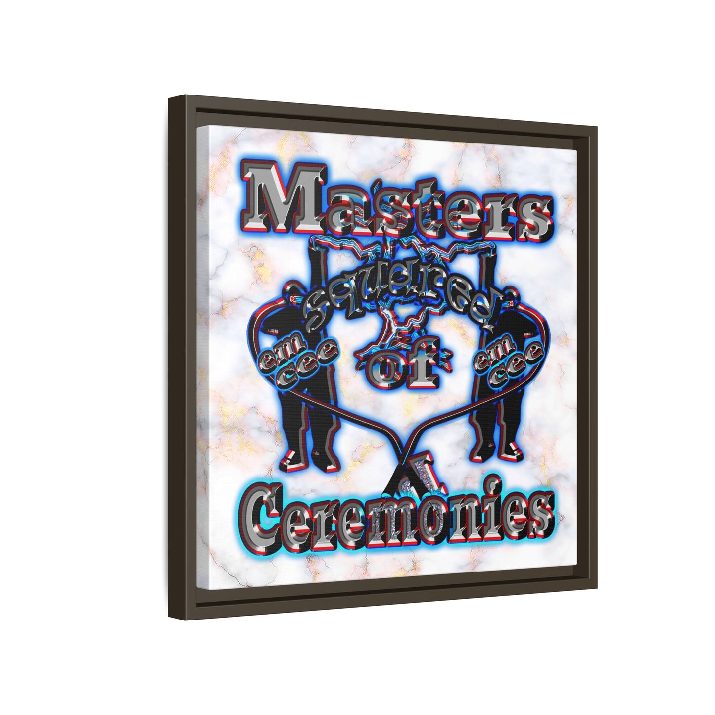 em cee squared - framed canvas art (white marble)