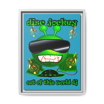 disc jockey - framed canvas art (turquoise)
