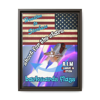 shoot for the stars - framed canvas art (grey-pink wave)