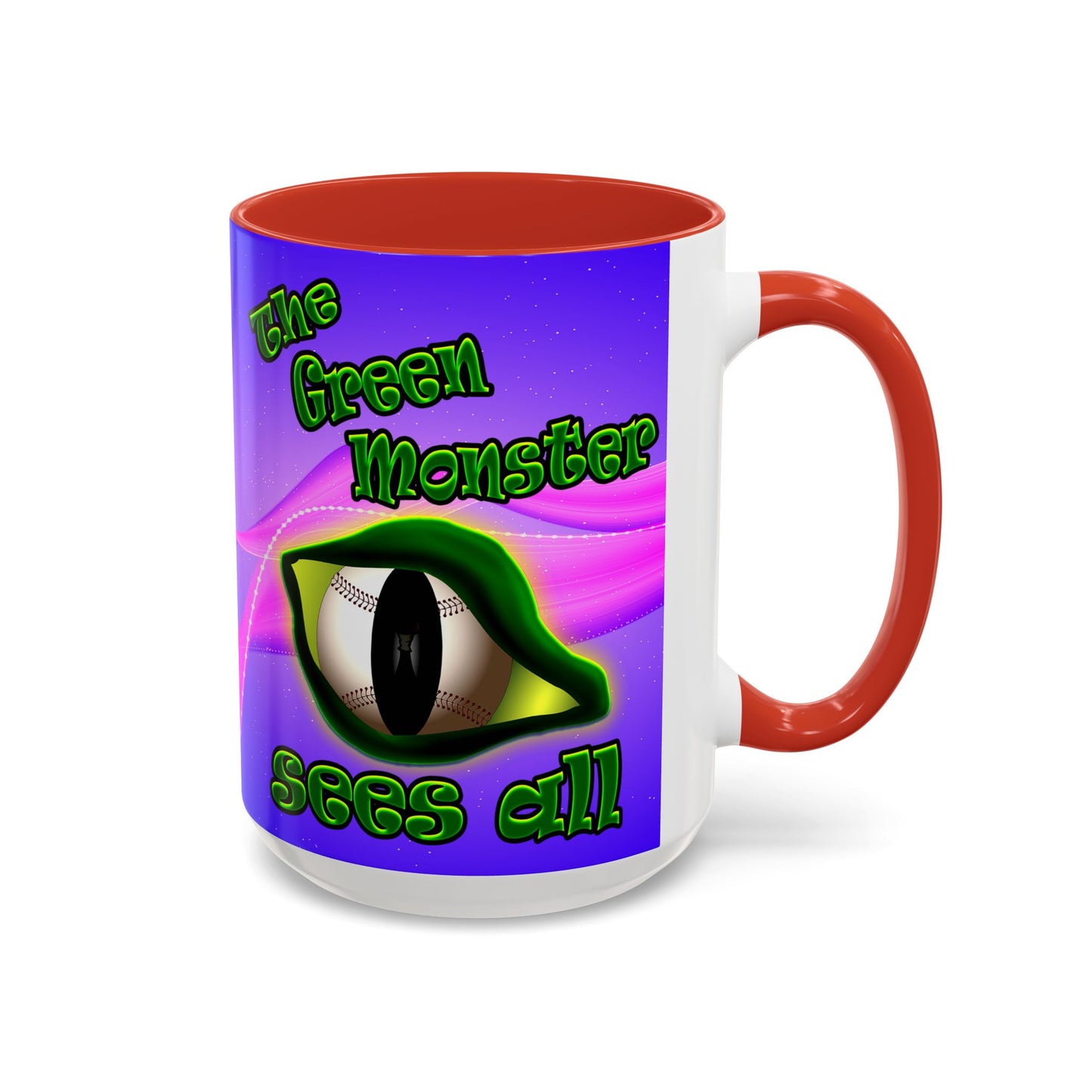 green monster - Accent Mug (purple-pink wave)