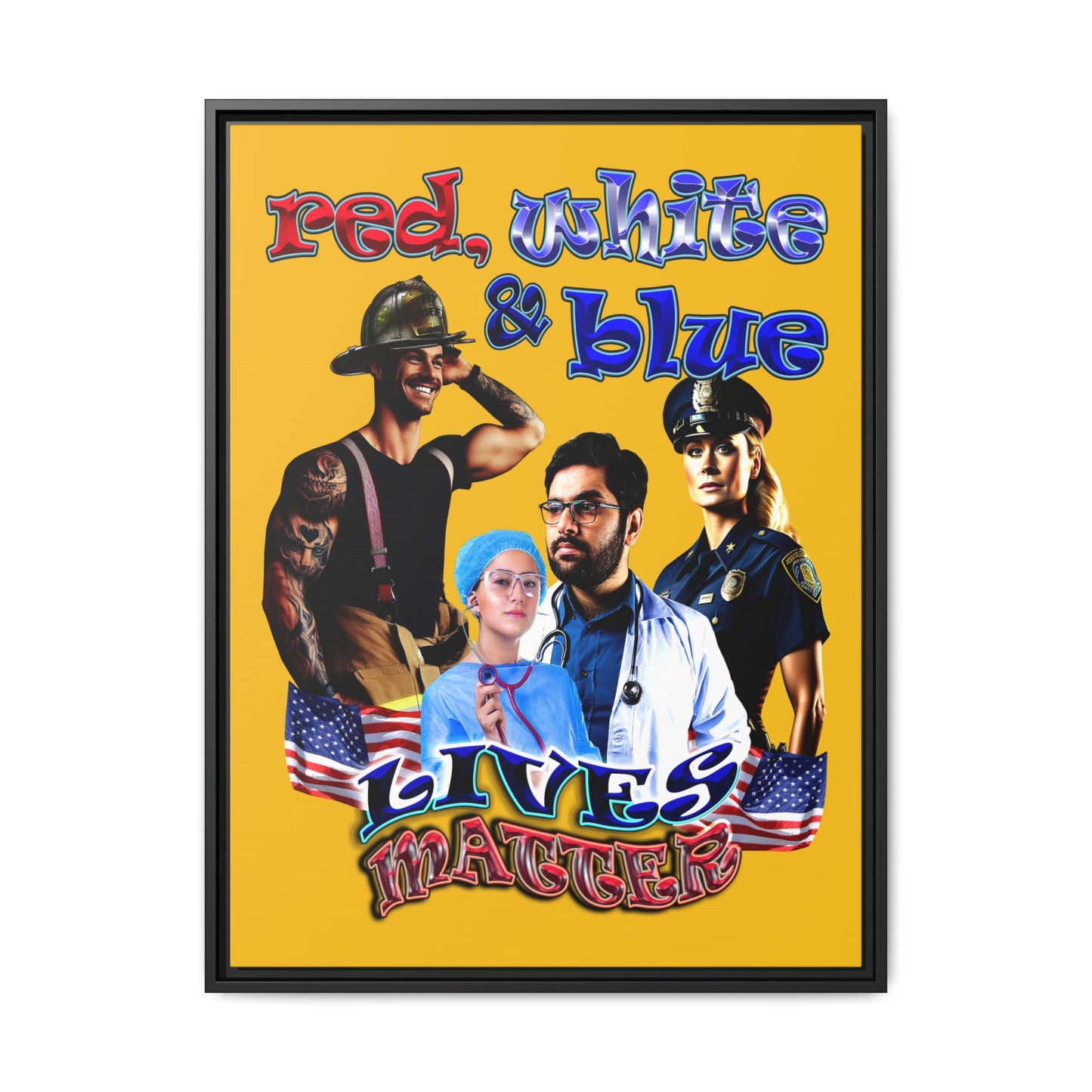 rw&b lives matter - framed canvas art (yellow)