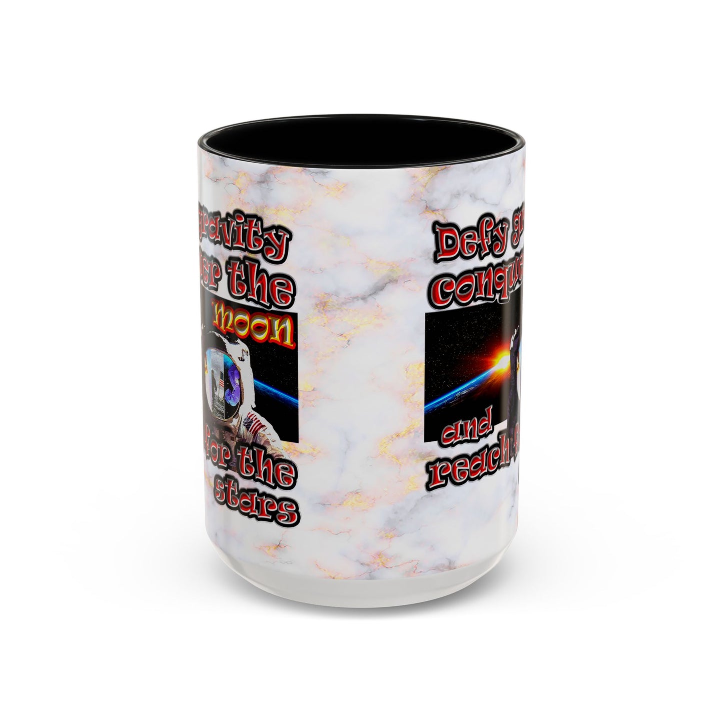 defy conquer reach - Accent Mug (white marble)