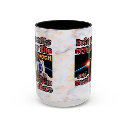 defy conquer reach - Accent Mug (white marble)