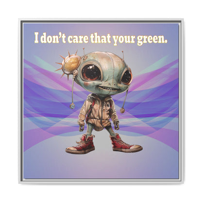 I don't care that your green - framed canvas art (light blue-pink wave)