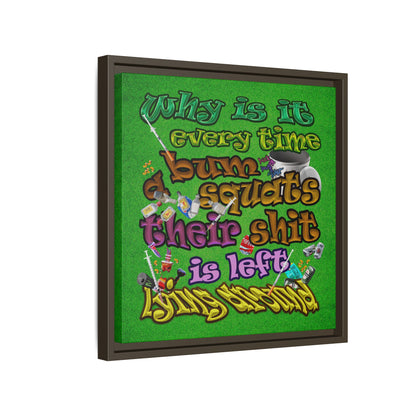 the bum's shit - framed canvas art (green turf)