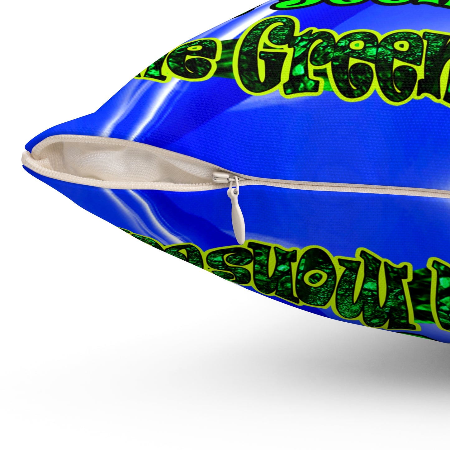 christmas spirits of boston - Spun Polyester Square Pillow - (blue-white wave)