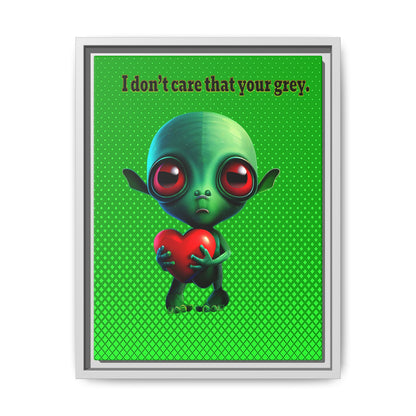 I don't care that your grey - framed canvas art (logo green)