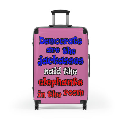 donkeys and elephants - Suitcase (light pink)